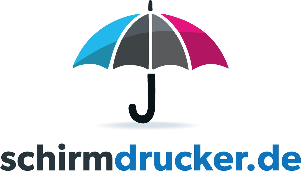 Schirmdrucker Logo - Abstraktes Logo eines Regenschirms mit Schriftzug schirmdrucker.de
