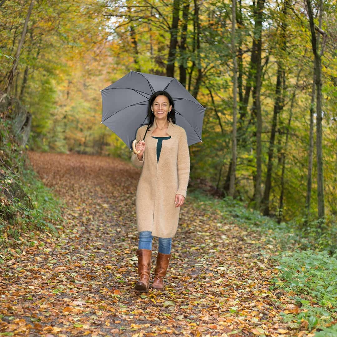 Grau ws image3 ac stockschirm ökobrella watersave nachhaltig holzgriff